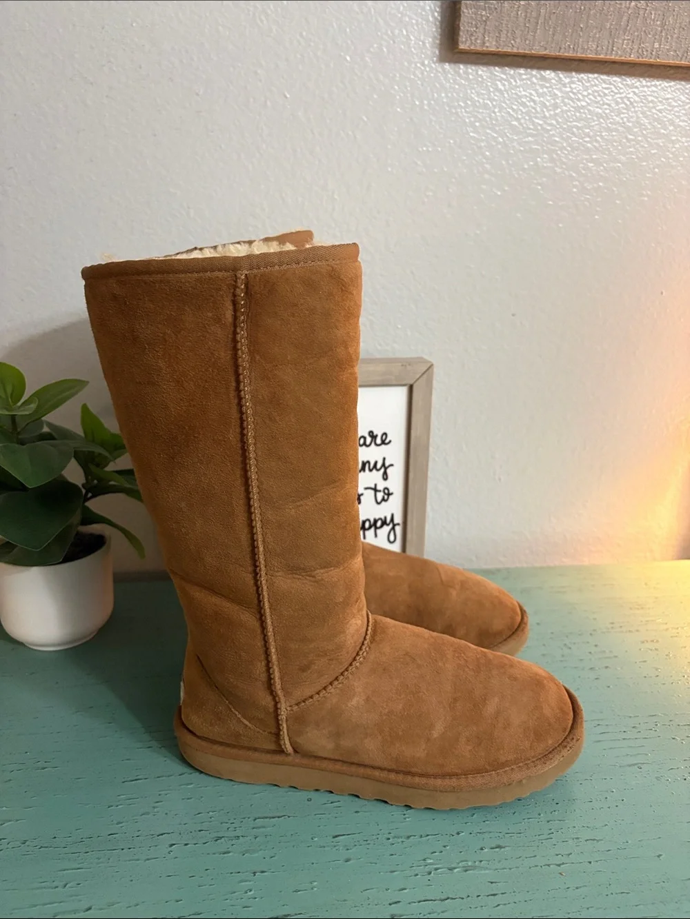 UGG Classic Mid-Calf Suede Boots in Chestnut Brown